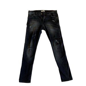 Zara Skinny Distressed Jeans / Grey / 32W